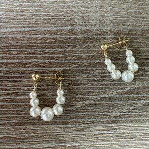 Bohemian pearl hoop earrings N295